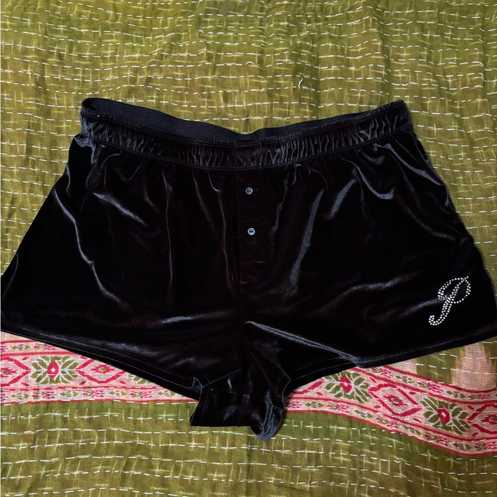 PINK Victoria's Secret Black Velvet Athletic Shorts